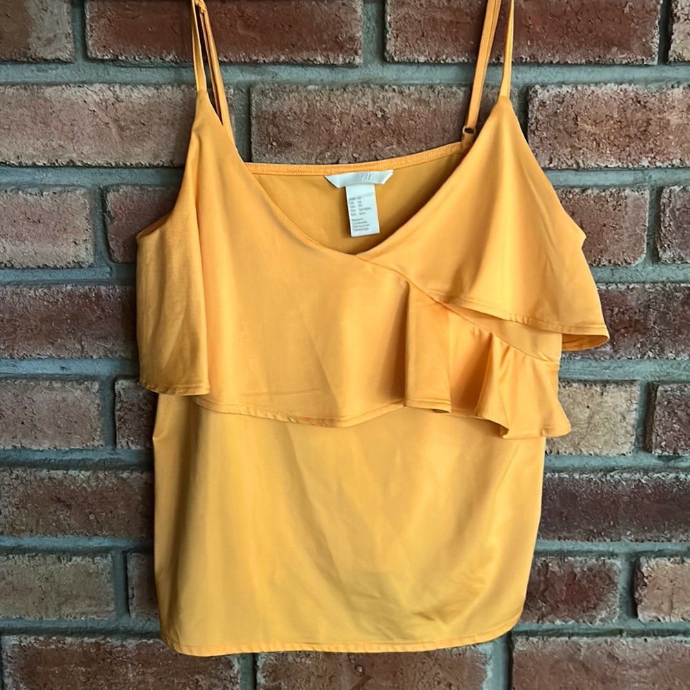 H&M (xs) canary yellow ruffle tank